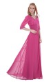 A-Line V-Neck Half Sleeve Beaded Lace and Chiffon Mother of the Bride Dresses M010006