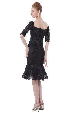 Mermaid Half Sleeve Off-the-Shoulder Beaded Applique Short Mother of the Bride Dresses M010007