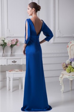 Trumpet/Mermaid V-Neck Long Blue Mother of the Bride Dresses M010010