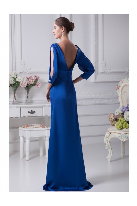 Trumpet/Mermaid V-Neck Long Blue Mother of the Bride Dresses M010010