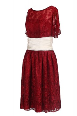 Short Sleeve Lace Knee-Length Mother of the Bride Dresses M010011