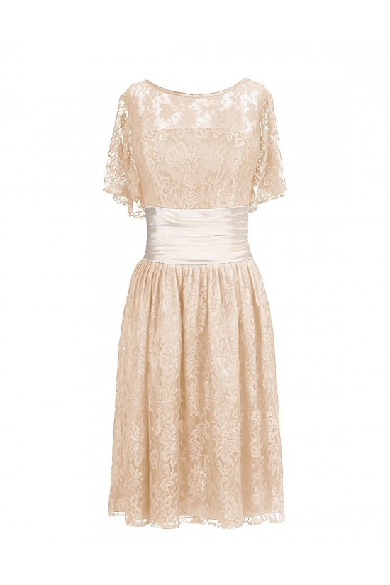 Short Sleeve Lace Knee-Length Mother of the Bride Dresses M010011