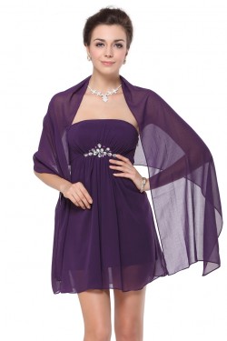 A-Line Strapless Short Chiffon Mother of the Bride Dresses with A Wrap M010012