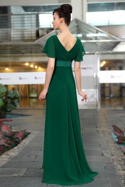 A-Line V-Neck Long Chiffon Mother of the Bride Dresses M010013