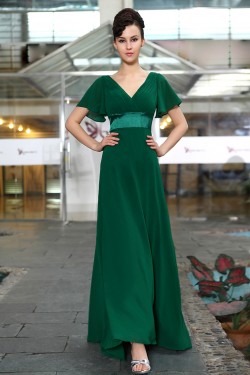 A-Line V-Neck Long Chiffon Mother of the Bride Dresses M010013