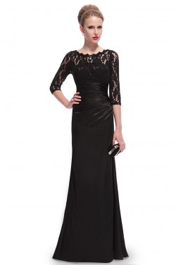 Elegant Long Black Lace Mother of the Bride Dresses M010014
