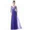 A-Line V-Neck 3/4 Sleeve Lace and Chiffon Mother of the Bride Dresses M010015