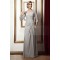Elegant One-Shoulder Beaded Applique Long Chiffon Mother of the Bride Dresses with A Jacket M010016