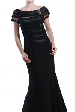 Trumpet/Mermaid Off-the-Shoulder Long Black Mother of the Bride Dresses M010021