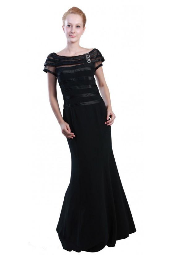 Trumpet/Mermaid Off-the-Shoulder Long Black Mother of the Bride Dresses M010021