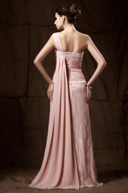 Sheath One-Shoulder Beaded Chiffon and Lace Mother of the Bride Dresses M010024