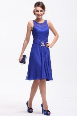 A-Line Beaded Short Chiffon Mother of the Bride Dresses M010025