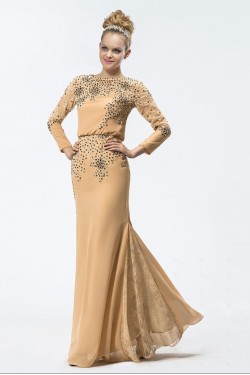 Trumpet/Mermaid Beaded Lace and Chiffon Long Mother of the Bride Dresses M010027