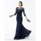 Elegant Trumpet/Mermaid Beaded Applique 3/4 Sleeve Long Chiffon Mother of the Bride Dresses M010028