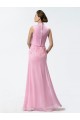 Trumpet/Mermaid Beaded High Neck Long Pink Chiffon Mother of the Bride Dresses M010029