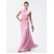 Trumpet/Mermaid Beaded High Neck Long Pink Chiffon Mother of the Bride Dresses M010029