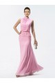 Trumpet/Mermaid Beaded High Neck Long Pink Chiffon Mother of the Bride Dresses M010029