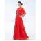 A-Line Beaded Long Red Chiffon Mother of the Bride Dresses M010033