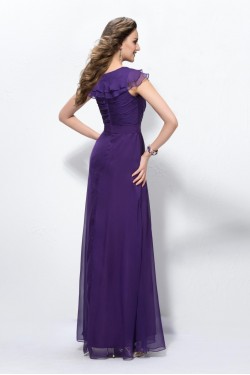 A-Line Long Purple Chiffon Mother of the Bride Dresses M010035