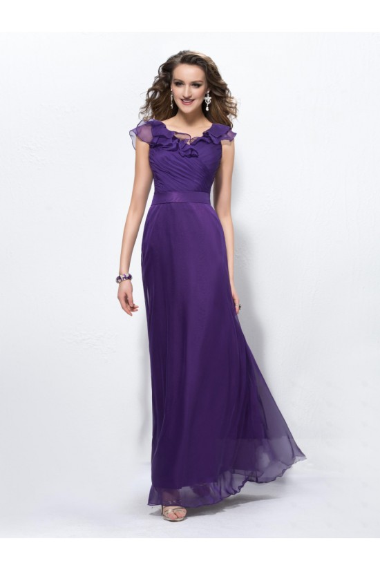 A-Line Long Purple Chiffon Mother of the Bride Dresses M010035