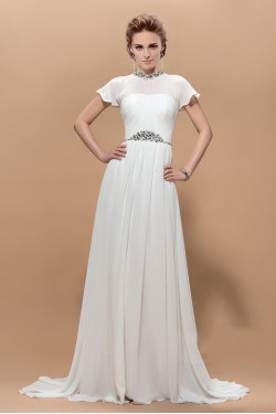 A-Line Beaded Long Chiffon Mother of the Bride Dresses M010041