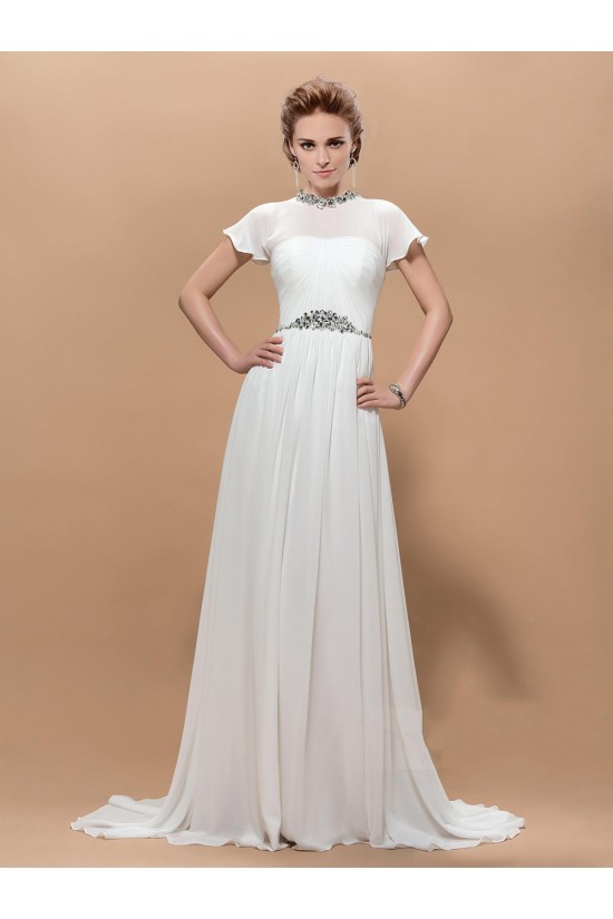 A-Line Beaded Long Chiffon Mother of the Bride Dresses M010041