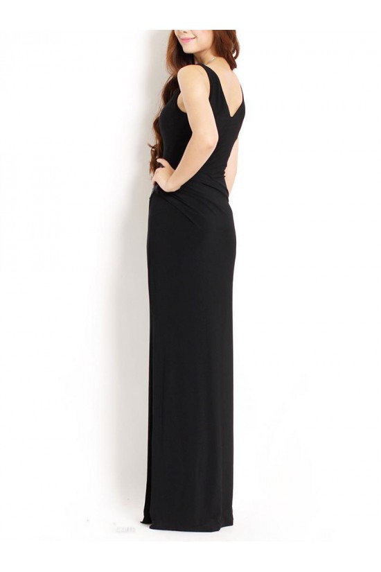 Sheath Long Black Mother of the Bride Dresses M010042