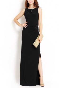 Sheath Long Black Mother of the Bride Dresses M010042