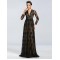 A-Line V-Neck Long Sleeve Beaded Black Lace Mother of the Bride Dresses M010044