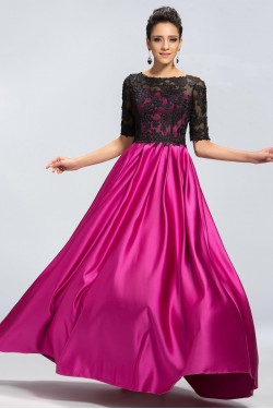 A-Line Half Sleeve Lace and Satin Mother of the Bride Dresses M010045