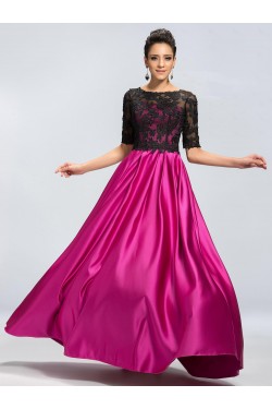 A-Line Half Sleeve Lace and Satin Mother of the Bride Dresses M010045