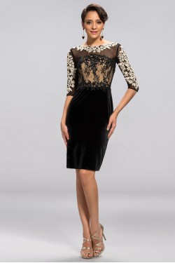 Short Black Half Sleeve Mother of the Bride Dresses M010047