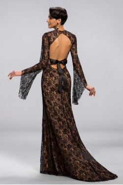 Trumpet/Mermaid Jewel Long Sleeve Black Lace Mother of the Bride Dresses M010048