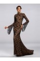 Trumpet/Mermaid Jewel Long Sleeve Black Lace Mother of the Bride Dresses M010048