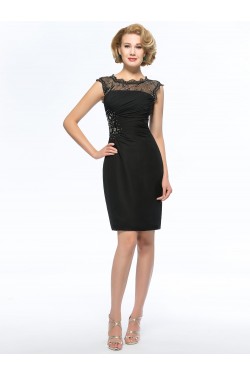 Elegant Short Beaded Black Mother of the Bride Dresses M010049