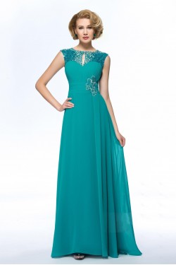 A-Line Beaded Sequins Long Chiffon Mother of the Bride Dresses M010050
