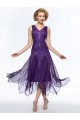 A-Line Beaded V-Neck Short Purple Embroidery Mother of the Bride Dresses M010051