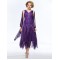 A-Line Beaded V-Neck Short Purple Embroidery Mother of the Bride Dresses M010051