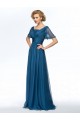 A-Line Beaded Short Sleeve Chiffon Mother of the Bride Dresses M010053