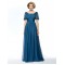 A-Line Beaded Short Sleeve Chiffon Mother of the Bride Dresses M010053