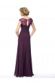 Elegant Sheath Cap-Sleeve Long Chiffon Beaded Mother of the Bride Dresses M010055