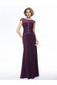 Elegant Sheath Cap-Sleeve Long Chiffon Beaded Mother of the Bride Dresses M010055