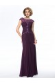 Elegant Sheath Cap-Sleeve Long Chiffon Beaded Mother of the Bride Dresses M010055