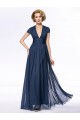 A-Line Deep V-Neck Cap-Sleeve Long Chiffon Mother of the Bride Dresses M010058 A-Line Deep V-Neck Cap-Sleeve Long Chiffon Mother of the Bride Dresses M010058