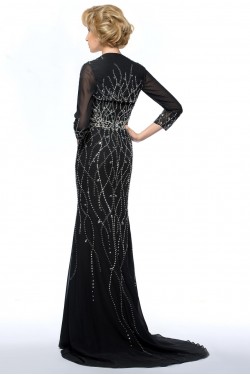 Trumpet/Mermaid Sweetheart Beaded Long Black Mother of the Bride Dresses with A Jacket M010062