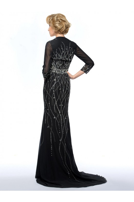 Trumpet/Mermaid Sweetheart Beaded Long Black Mother of the Bride Dresses with A Jacket M010062