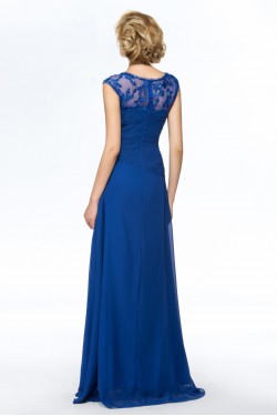 Sheath Straps Sleeveless Long Blue Chiffon Mother of the Bride Dresses M010063