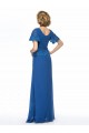 Long Blue Short Sleeve Applique and Chiffon Mother of the Bride Dresses M010064