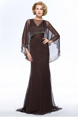 Long V-Neck Chiffon Mother of the Bride Dresses M010066