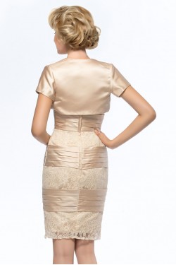 Short Strapless Lace and Satin Mother of the Bride Dresses with A Jacket M010067